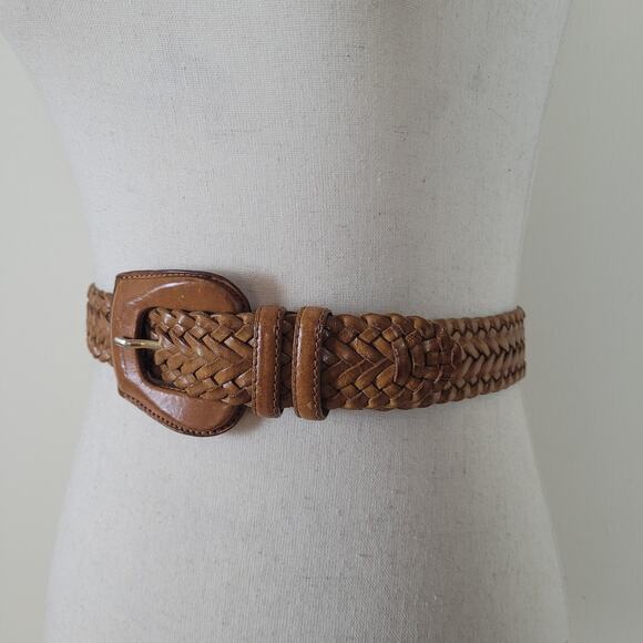 De Vecchi by Hamilton Hodge Belt Medium Brown Leather Braided Woven Italy Boho main image 7